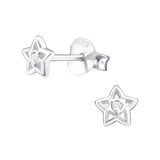 Children's Sterling Silver 'April Birthstone' Star Stud Earrings