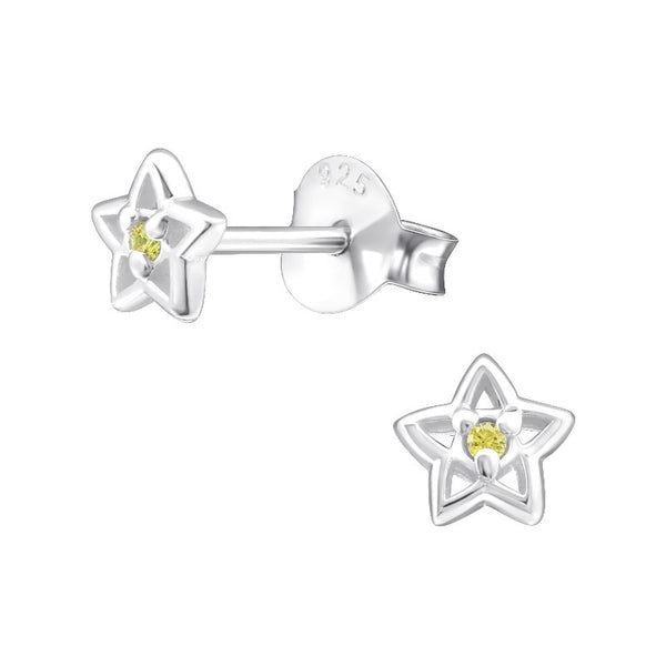 Children's Sterling Silver 'November Birthstone' Star Stud Earrings