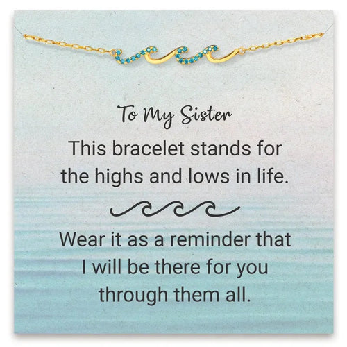 'To My Sister' Wave Bracelet with Inspirational Card