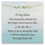 'To My Sister' Wave Bracelet with Inspirational Card