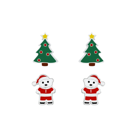 Children's Sterling Silver Christmas Snowman Face Stud Earrings