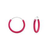 Children's Sterling Silver Dark Pink Hoop Earrings
