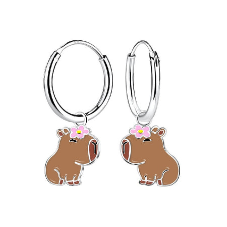 Children's Sterling Silver 'Colourful Umbrella' Hoop Earrings