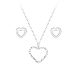 Children's Sterling Silver Heart  Pendant Necklace and Heart Stud Earrings Set