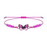 Children's Adjustable Pink Butterfly Wish Bracelet / Friendship Bracelet