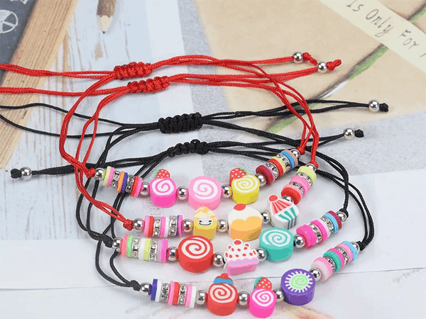 Set of 12 Children's Adjustable 'Sweet Treats' Wish Bracelets / Friendship Bracelets