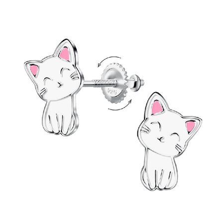 Children's Sterling Silver Blue Crystal Butterfly Screw Back Stud Earrings