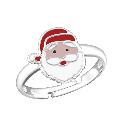 Children's Sterling Silver Adjustable Christmas Santa Claus Ring