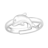 Children's Sterling Silver Adjustable Dolphin Ring