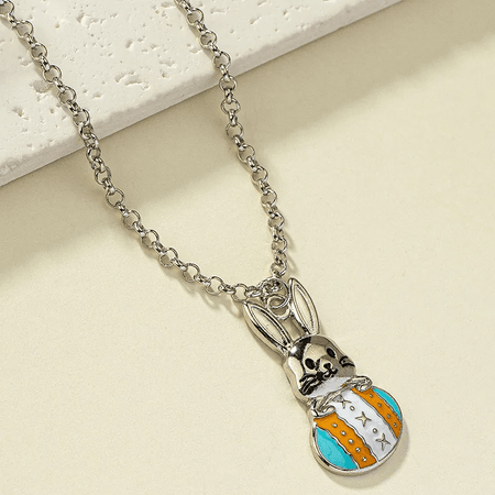 Children's Silver colored Bunny Rabbit Pendant Necklace