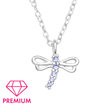 Children's Sterling Silver 'Pink and Purple Star with Crystal' Pendant Necklace