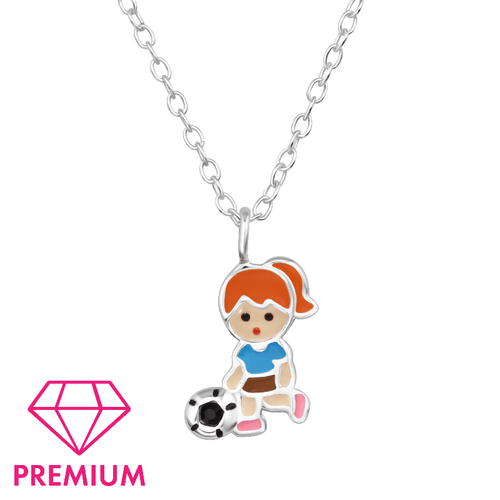 Children's Sterling Silver 'Football Girl' Pendant Necklace