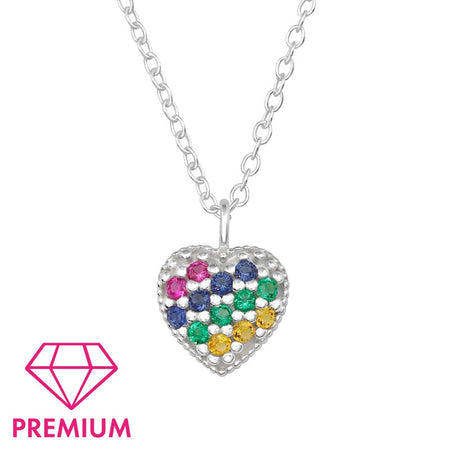 Children's Sterling Silver Heart  Pendant Necklace and Heart Stud Earrings Set