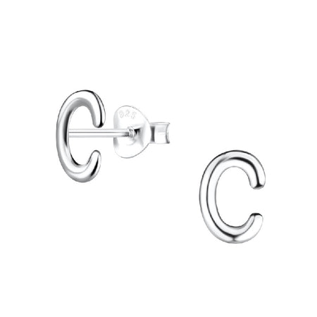 Children's Sterling Silver 'Letter E' Stud Earrings