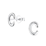 Children's Sterling Silver 'Letter C' Stud Earrings