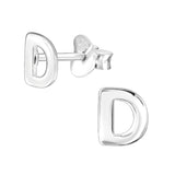 Children's Sterling Silver 'Letter D' Stud Earrings
