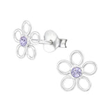 Children's Sterling Silver 'June Birthstone Open Flower' Stud Earrings