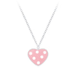 Children's Sterling Silver 'Pink Heart with White Spots' Pendant Necklace