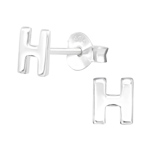 Children's Sterling Silver 'Letter H' Stud Earrings