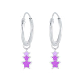Children's Sterling Silver 'Purple Star Burst' Hoop Earrings