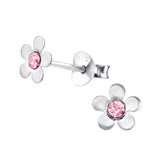 Children's Sterling Silver 'October Birthstone Solid Flower' Stud Earrings
