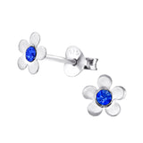 Children's Sterling Silver 'September Birthstone Solid Flower' Stud Earrings