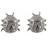 Children's Sterling Silver Diamante Ladybird Stud Earrings