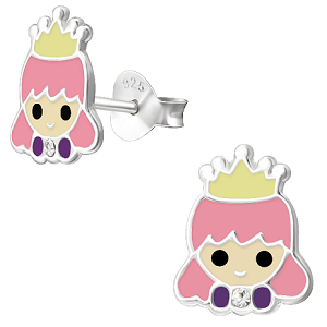 Children's Sterling Silver Princess Stud Earrings