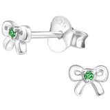 Children's Sterling Silver 'May Birthstone' Bow Stud Earrings