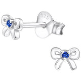 Children's Sterling Silver 'September Birthstone' Bow Stud Earrings