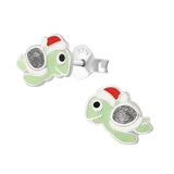 Children's Sterling Silver Christmas Turtle Stud Earrings