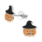 Children's Sterling Silver Halloween Pumpkin Stud Earrings