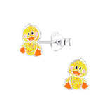 Children's Sterling Silver 'Yellow Glitter Duckling' Stud Earrings