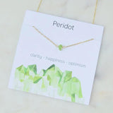 Peridot Green Natural Stone Pendant Necklace on Card - August