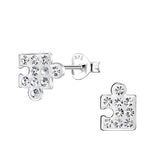 Children's Sterling Silver 'Sparkle Jigsaw Puzzle Piece' Crystal Stud Earrings