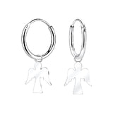 Children's Sterling Silver Angel Hoop Earrings