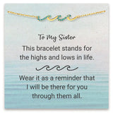 'To My Sister' Wave Bracelet with Inspirational Card