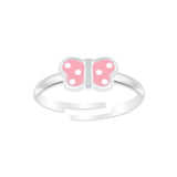 Children's Sterling Silver 'Pink Spotty Butterfly' Adjustable  Ring