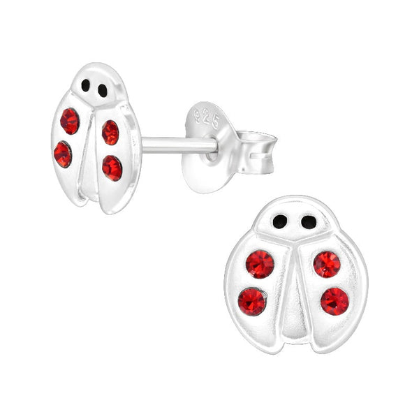 Children's Sterling Silver 'Ladybird with Crystal Spots' Stud Earrings