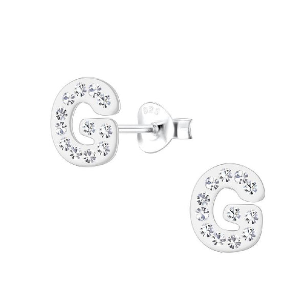 Children's Sterling Silver 'Letter G' Stud Earrings