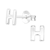 Children's Sterling Silver 'Letter H' Stud Earrings