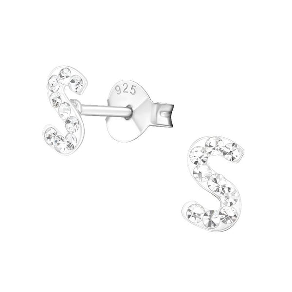 Children's Sterling Silver 'Letter S' Stud Earrings