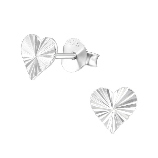 Children's Sterling Silver 'Engraved Heart' Stud Earrings