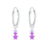 Children's Sterling Silver 'Purple Star Burst' Hoop Earrings