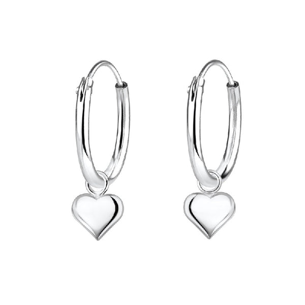 Children's Sterling Silver Heart Hoop Earrings