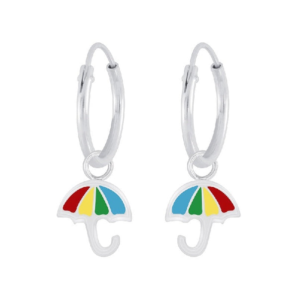 Children's Sterling Silver 'Colourful Umbrella' Hoop Earrings