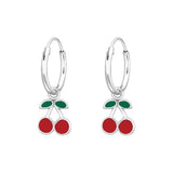 Children's Sterling Silver Cherry Hoop Earrings
