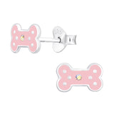Children's Sterling Silver 'Pink Bone' Stud Earrings