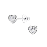 Children's Sterling Silver 'Sparkle and Shine Heart' Stud Earrings