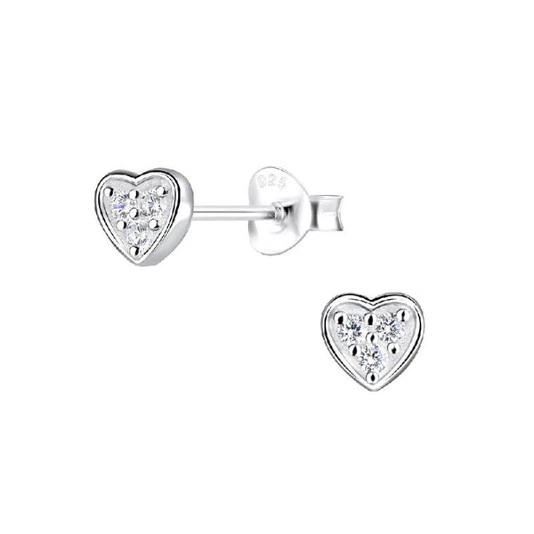 Children's Sterling Silver 'Sparkle and Shine Heart' Stud Earrings